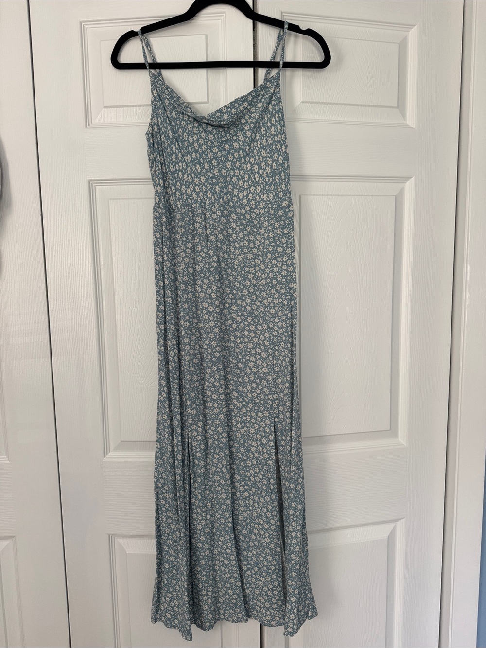American Eagle Blue Floral Slip Dress with Delicate Spaghetti Straps
